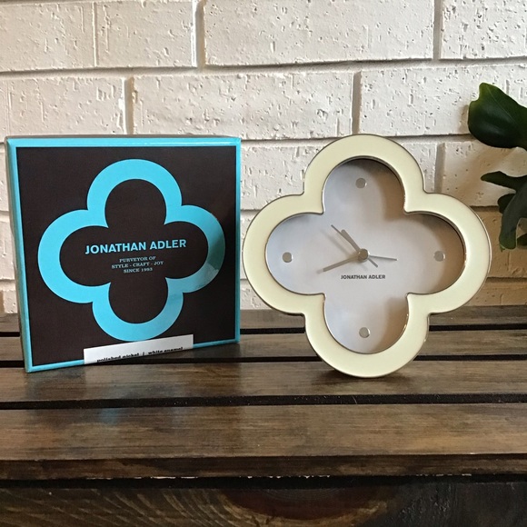 Jonathan Adler Other - JONATHAN ADLER Quatrefoil White Enamel Desk Clock